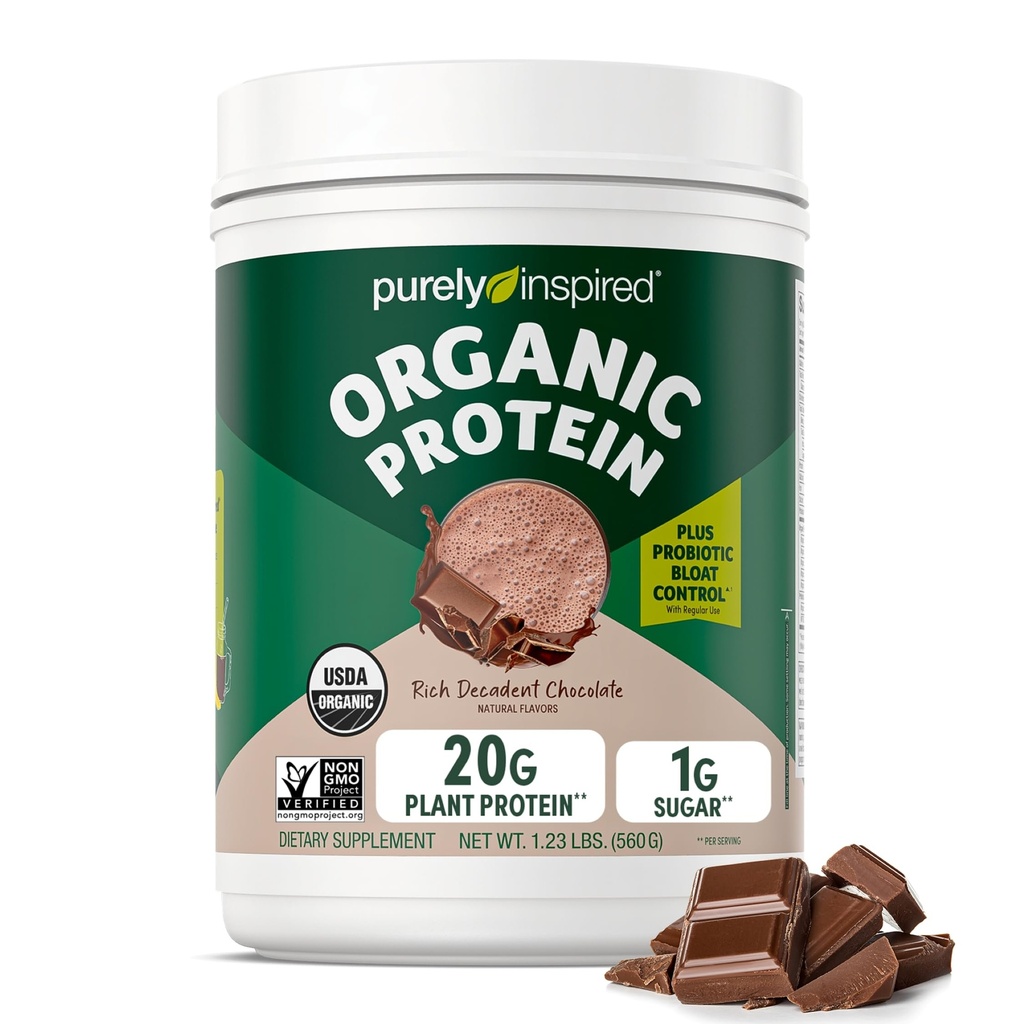 Polvere vegetale puramente ispirata per gli uomini e le donne, cioccolato ricco Decadente (16 Serve) - Vegan & Organic - 20g di Pea Protein Powder per Smoothies & Shakes - Dairy-Free, & Gluten-Free