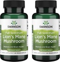 Swanson Full Spectrum Lion's Mane Mushroom - Integratore di salute del cervello per il supporto Memoria, Focus & Clarity* - Può anche aiutare Immune, Cuore e Salute Digestiva - Gluten-Free & Non-GMO - 60 capsule (2 Pack)
