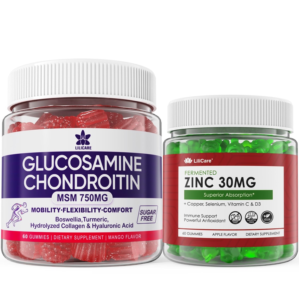 Zucchero gratis zinco Gummies 2 Pack + Glucosamina Chondroitin Gummies 2 Pack