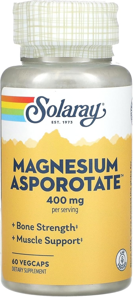 Solaray Magnesio Asporotate Supplemento, 200 mg, 60 conte