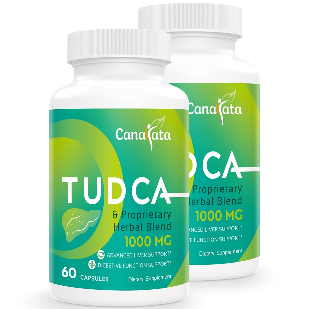 Integratori di supporto per fegato TUDCA 1000mg - 120 capsule vegane, sali di TUDCA Bile con formula di miscela di erbe cardanico per la pulizia e la riparazione del fegato