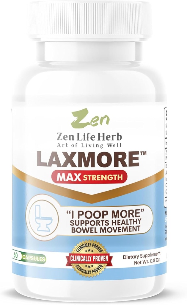 ZEN LIFE HERB LAXMORE I Poop Più Max Strength 100% Natural Plant-Based Supplement (60 capsule)