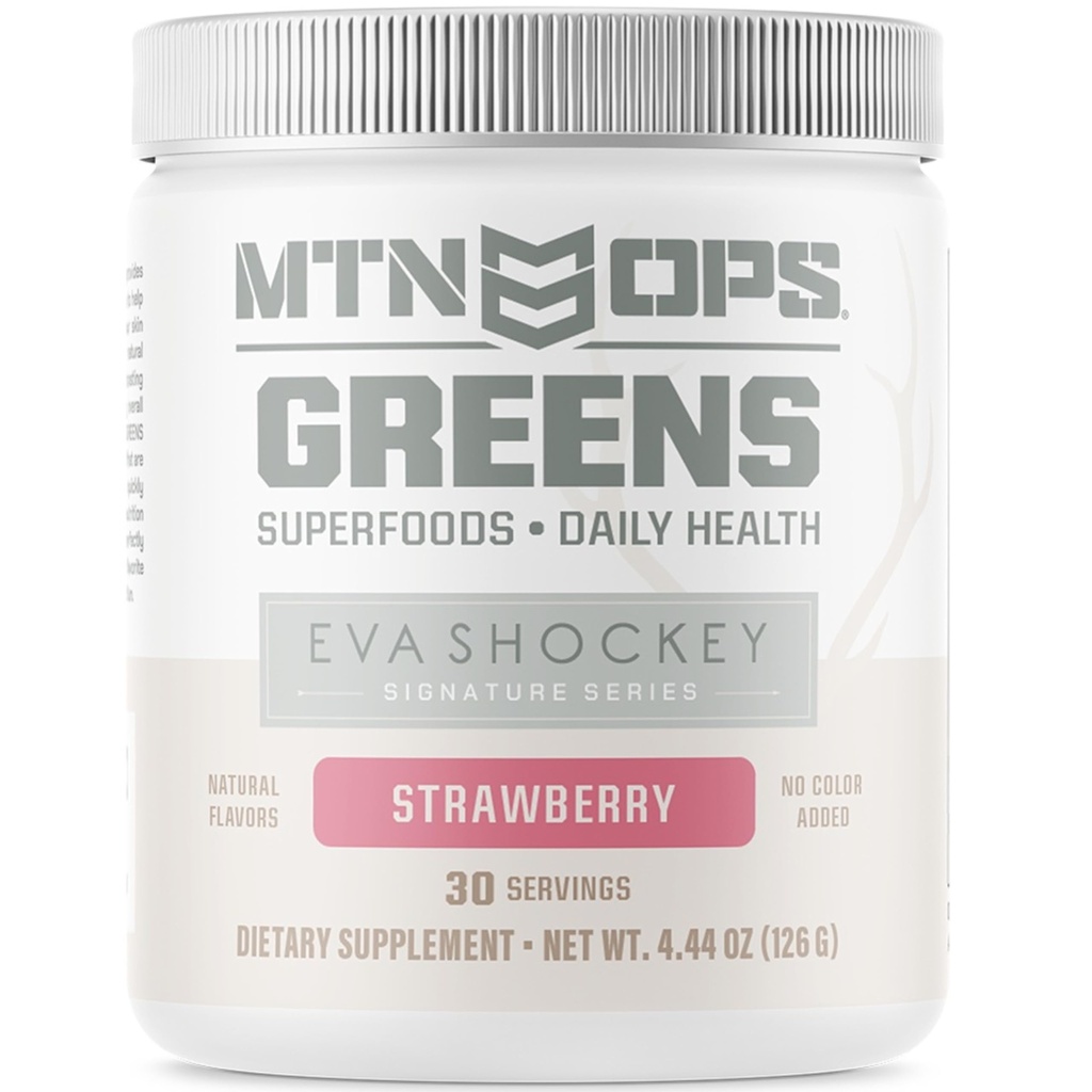 MTN OPS Eva Shockey Signature Series Super Greens Organic Super Foods Polvere, Fragola, 30 Serve, Fragola, 4.4 Ounce