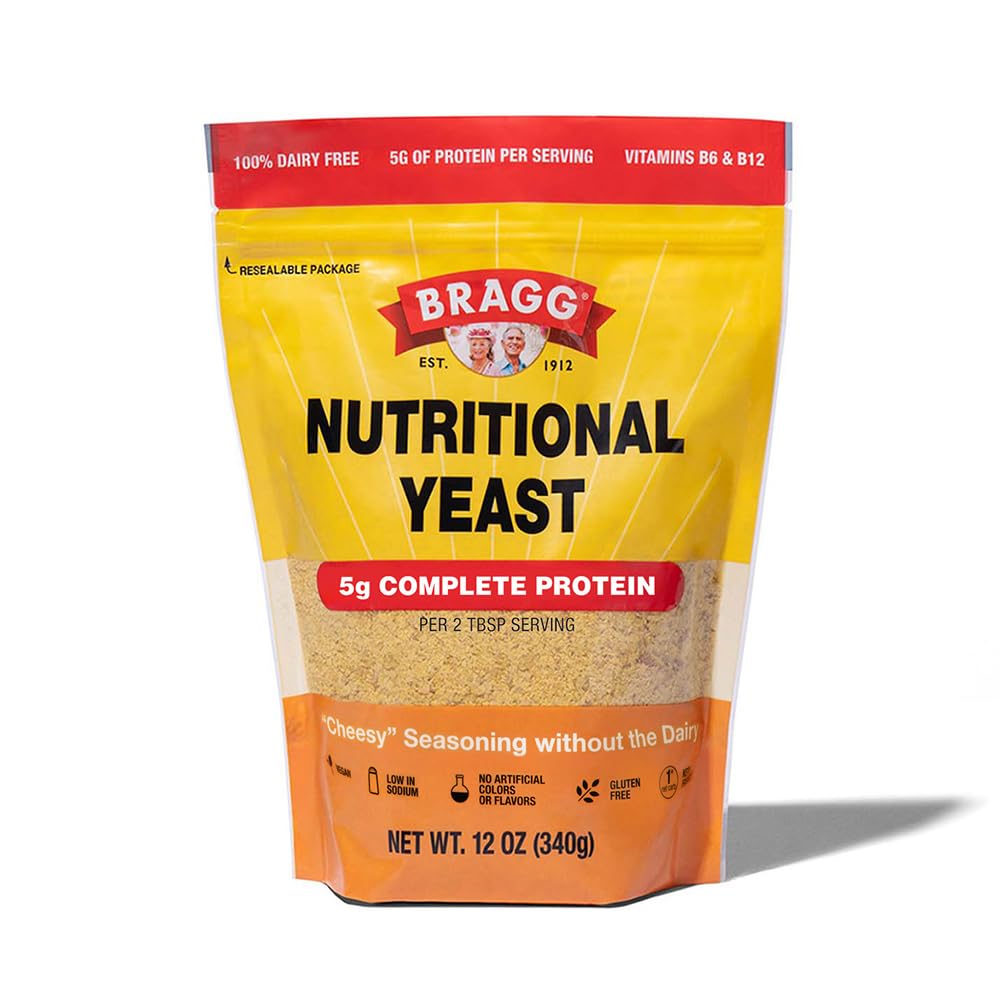 Bragg Premium Nutritional Yeast Seasoning - Vegan, Gluten Free – Buona Sorgente di Proteine & Vitamins – Sostituto di Parmisan Cheese Savory Nutrito (Original, 12 Ounce (Pack of 1))