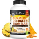 Quercetina di curcuma con supplemento di bromelaina - Natural Extra Strength Immune e Joint Support with BioPerine Black Pepper for Max Absorption - Organic Tumeric Bromelain Supplement Vegan Safe, Non OGM