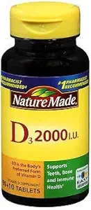Natura fatta vitamina D3 2000 IU compresse 100 ea (pacchetto di 2)