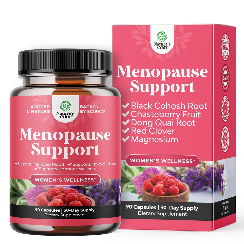 Integratore di menopausa di erbe completo per le donne - Multibenefit Menopause Ease bilanciamento dell'ormone per le donne per i maglioni notturni Mood e altro con Dong Quai Vitex Chaste Berry e Black Cohosh - Mini Caps