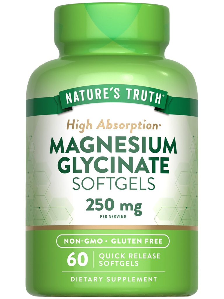 La Verità della Natura Magnesio Glycinate 250mg | 60 Softgels | Alto assorbimento | Supplemento minerale senza OGM & Gluten