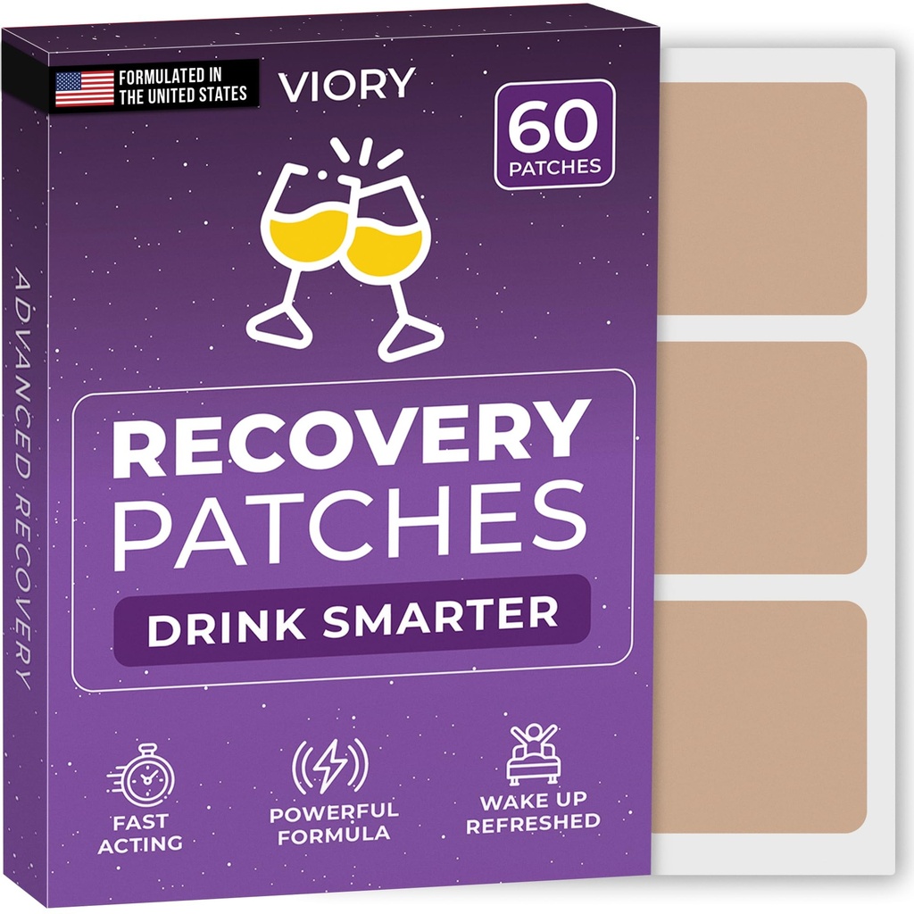 Recovery Patches 60 Pack - Wake Up rinfrescato ed energizzato con il nostro Patch di ingredienti naturali al 100% per partito - Skin-Friendly & Impermeabile - Applicare prima di bere - Formula di mattina migliorata