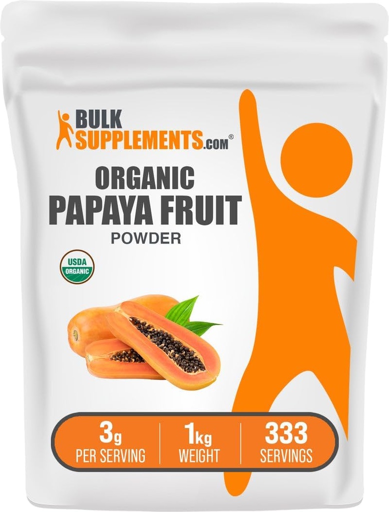 BulkSupplements.com Polvere di frutta di Papaya Organica - Polvere di aromatizzante, Fonte da Carica Papaya Fruit - Gluten Free, 3g per Serving, 1kg (2.2 lbs) (Pack of 1)