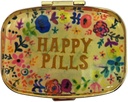 Happy Pills Pill Organizer Cute Metal Pill Case Travel Friendly Portable Compact Pill Box Pill Box contenitore per tenere Tylenol/Vitamins/Fish Oil/Supplements/Meds/Tablet for Purse/Pocket