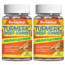 Gummies curcuma curcumina 500mg, con estratto di radice curcuma, radice di zenzero, estratto di pepe nero, supporto antiossidante, Gummie di sapore arancione, 60 conte (confezione di 2)