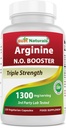 Best Naturals L-Arginina NO Booster Triple Strength 1300 mg Serve 120 capsule di veg - Realizzate con L-Arginina, AAKG, L-Citrulline, Polvere di barbabietola