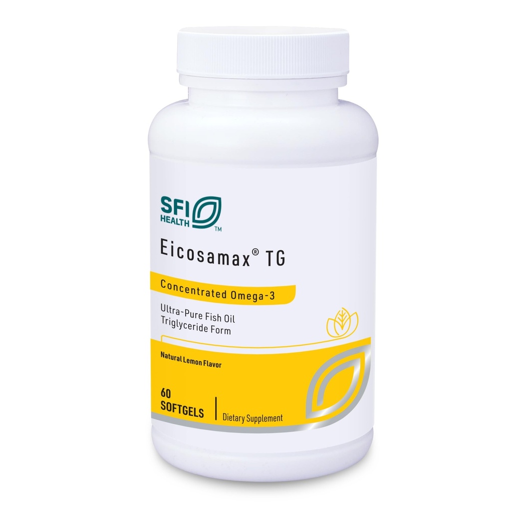 Klaire Labs SFI Health Eicosamax TG Fish Oil - Ultra Pure Omega-3 Fish Oil Pills con EPA/DHA - Sostenibilmente Sourced - Natural Lemon Flavor per No Fishy Burps o Aftertaste (60 Softgels)