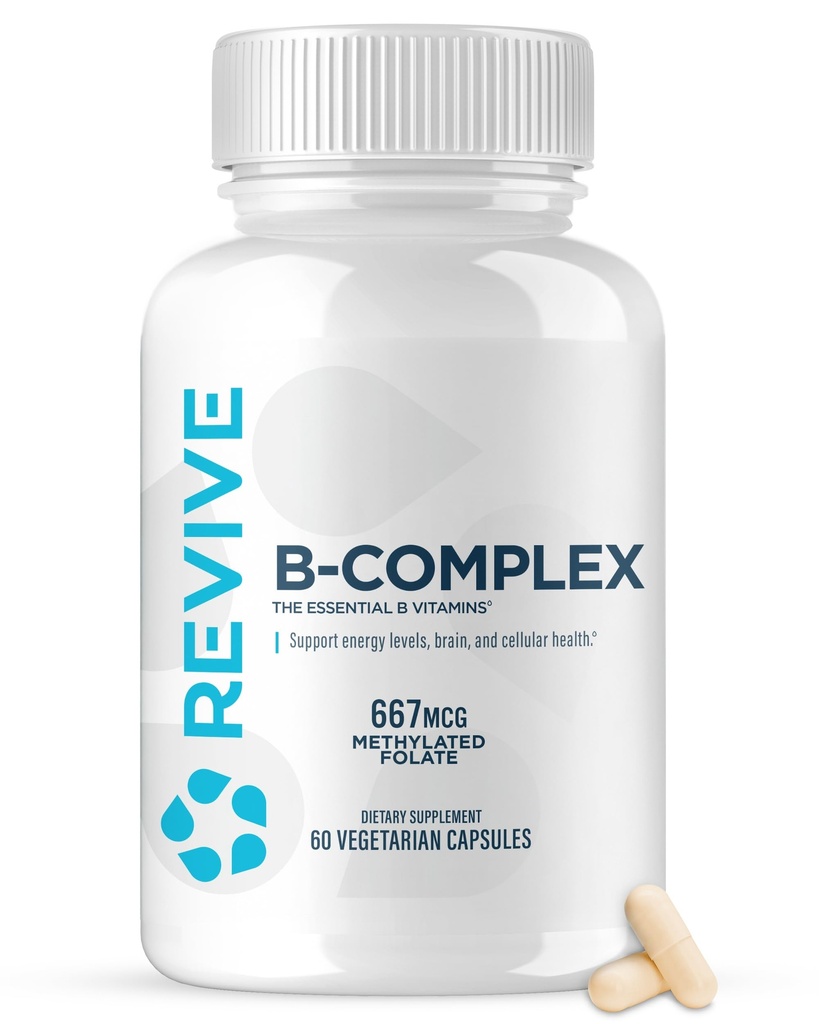 Revive MD Vitamin B Complex Capsule - Supporta la salute del cuore e il sistema immunitario - Integratore di vitamina B-Complex per le donne e gli uomini - Vitamina B12 Complesso promuove la funzione sana del cervello e aumenta l'energia
