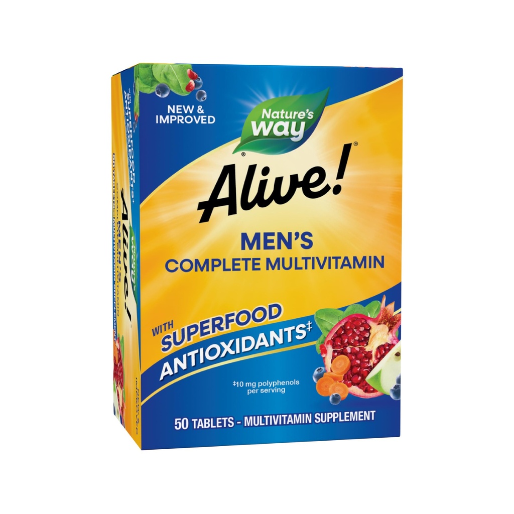 La Via della Natura Viva! Multivitamina completa degli uomini, supporta il metabolismo energetico e la funzione muscolare*, B-Vitamins, senza glutine, 50 compresse