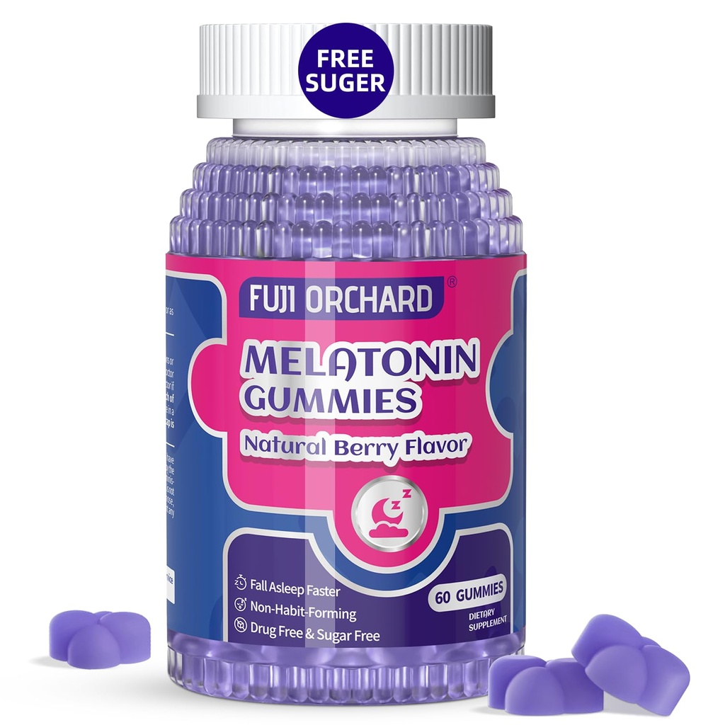 Melatonin Gummies 5mg - Natural Sleep Aid - Supplemento al sonno - Zucchero melatonina Gummies Match con Magnesio ti aiuta a cadere Asleep più veloce e rimanere Asleep più lunga - 60 Gummies Vegan