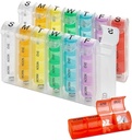 Organizzatore di pillole settimanali - (Pack of 2) Pill Planners for Pills & Vitamins Every Day Week, Four Times-a-Day Medication Reminder, Facile da leggere AM/PM Confronti lunedì a domenica per viaggi e borse