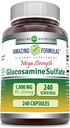 Incredibile Formulas Glucosamine Sulfate 1000 mg Capsule Supplemento | Non OGM | Gluten Free | Made in USA (240 Count)