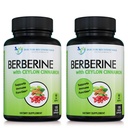 Berberina con Ceylon Cinnamon - 1200mg Berberina & 100mg Organic Ceylon Cinnamon - 120 capsule vegetali, Sistema immunitario sano Cuore cardiovascolare & Benessere Gastrointestinale (Pack of 2)