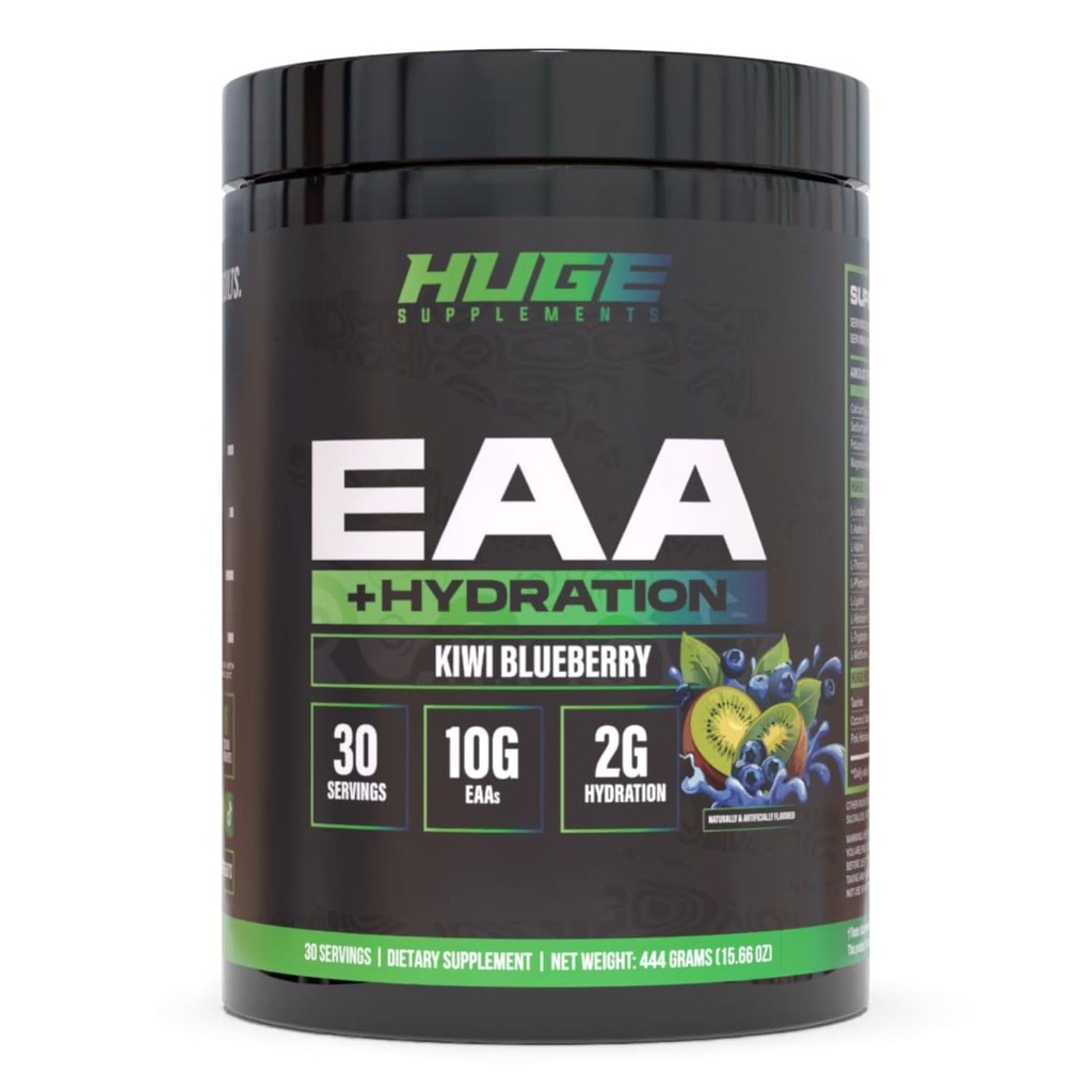 Supplemento EAA enorme, polvere di aminoacidi essenziali più elevata dosata, 12.85g EAAs & 8g BCAAs per servire, massimizzare la crescita muscolare, recupero e prestazioni (Kiwi Blueberry, 17.73 Oz.)