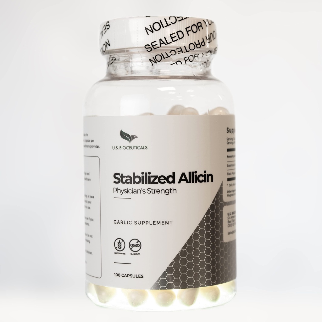 Allicin stabilizzato (non OGM) - 700.000 mcg Allicin Per Bottiglia - Laboratorio testato - cGMP Certified Manufacturing