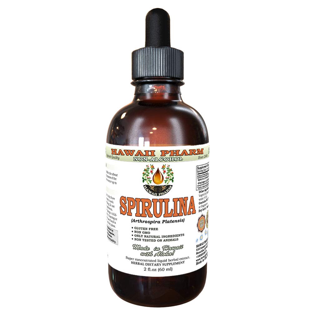 Spirulina Alcol-Free Liquid Extract, Spirulina Organica (Arthrospira platensis) Dried Algae Glycerite Natural Herbal Supplement, Hawaii Pharm, USA 2 fl.oz