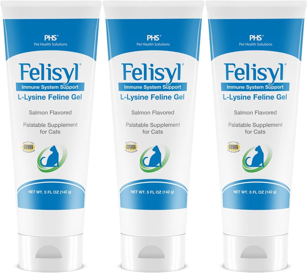 Felisyl L-Lysine Gel per Gatti (5oz) – Supporta Immune, Respiratorio e Salute Occhiale. Eases starnuti, Runny Nose, and Watery Eyes. Gustosa Salmon Flavor - Made in the USA (3 Pack)