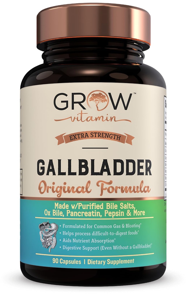Cresce la vitamina Original Gallbladder Formula, Made w/Purified Bile Salts & Ox Bile Digestive Enzymes - Include erbe digestive accuratamente selezionate - 90 Capsule