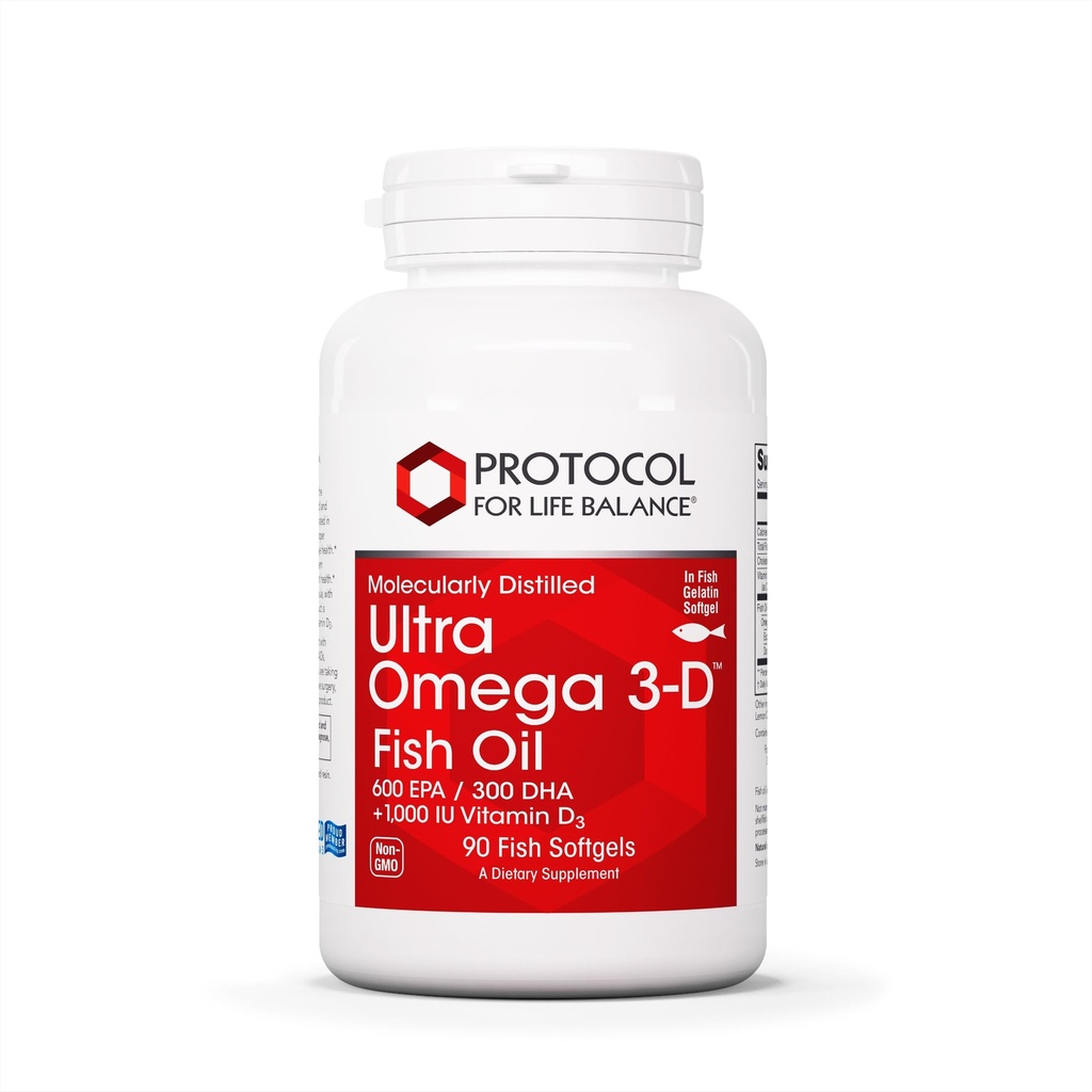 PROTOCOLLO PER LA VITA BALANCE Ultra Omega 3-D - 600mg EPA, 300mg DHA & 1.000 IU Vitamin D3 - Olio di pesce per il supporto cerebrale - EPA DHA Omega Supplement - Non-GMO & Halal - 90 Softgels