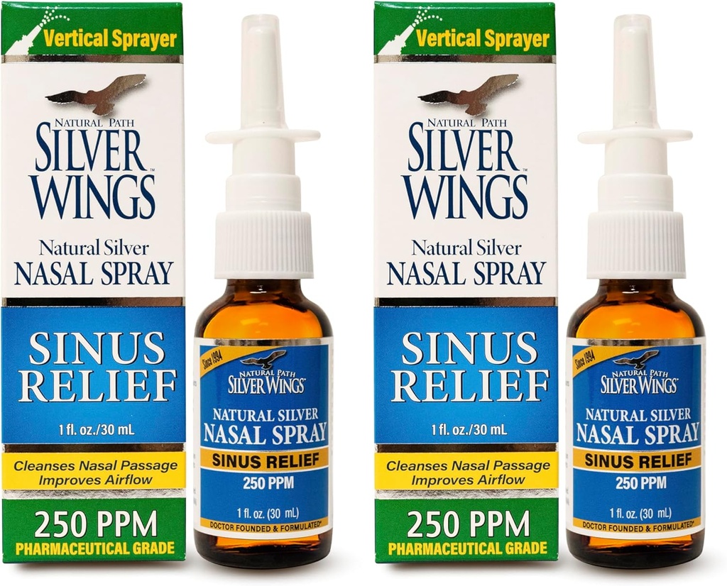 Percorso naturale Alette d'argento Sinus Relief Spruzzo nasale naturale d'argento - 250ppm - 1oz - 2 Pack