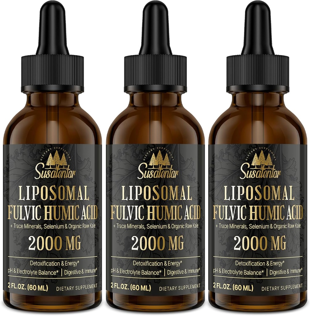 Gocce di elettroliti 2000 MG | Liquid Liposomal Fulvic Humic Acid Supplemento | 85+ Trace Minerals | Idratazione | Detossificazione | Energy | pH Balance | Digestione | Immunity | 6 Oz