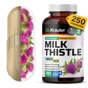 BIO KRAUTER® Milk Thistle Supplemento per la pulizia del fegato & Detox - Pure Vegan Milk Thistle Extract 1400 mg per Serving Сontains Silymarin - 250 capsule, 125 giorni di fornitura, non OGM