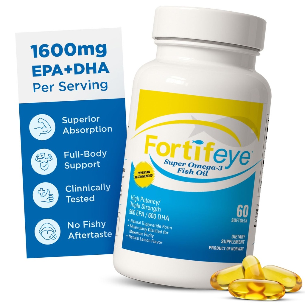 Omega 3 Fish Oil 60Count 1600 mg Made in Norway - High Potency Fish Oil Omega 3 Integratori Trigliceride Forma con EPA e DHA Supplementi per le donne e gli uomini No Fishy dopo gusto naturale limone Flavor