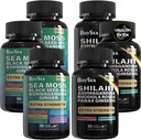 Boysea. Shilajit e Sea Moss Bundle- 90 Conte - Sea Moss, Black Seed Oil, Ashwagandha, Ginger & Shilajit, Rhodiola Rosea, Tutti in 1 Supplementi (3 Pc)