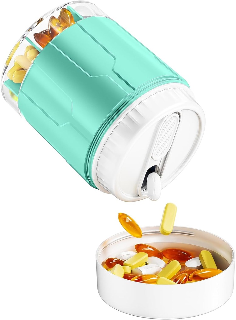 Odaro Extra Large Pill Organizer, Organizzatore di scatole di pillole di viaggio, Organizzatore di medicina quotidiana e stoccaggio 7 Comparto per mantenere la medicina, la vitamina e il supplemento - Cyan