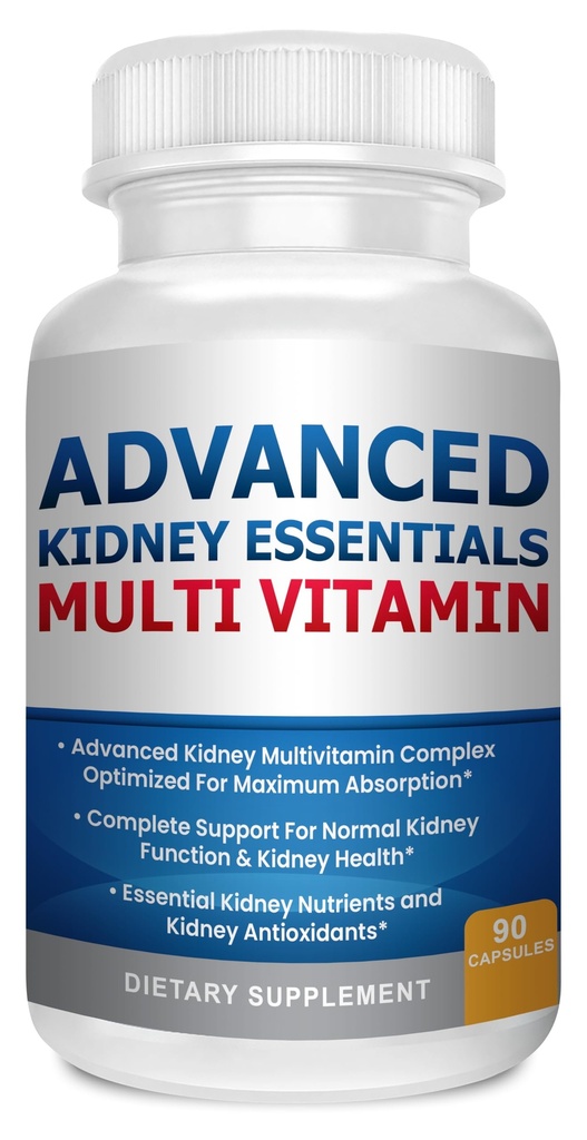 Advanced Kidney Essentials Multivitamin. Supplemento di supporto renale per la salute renale completa. Integratore di salute renale con vitamine renali 90 Caps
