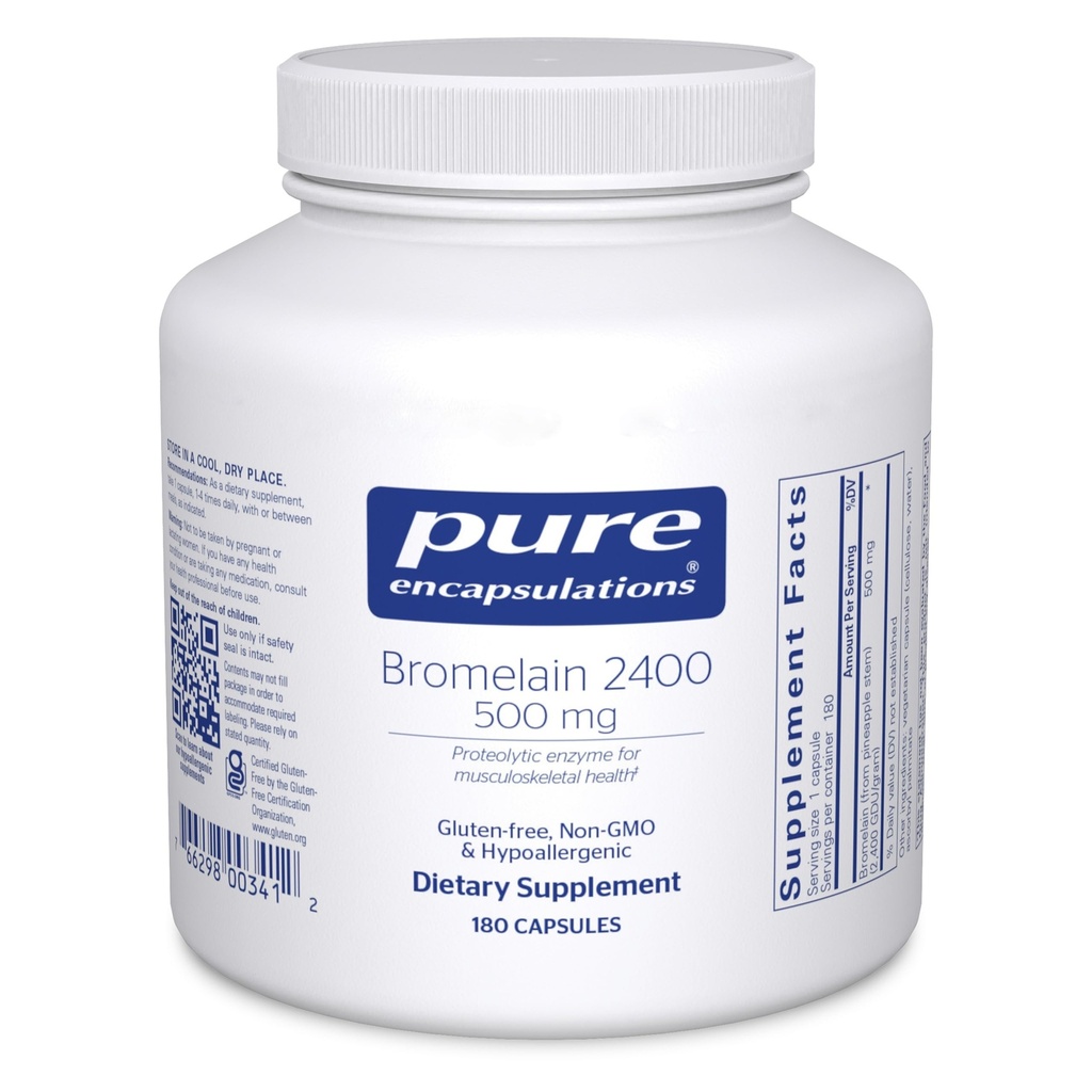 Pure Encapsulations Bromelain 2400 500 mg - per il supporto digestivo e la salute muscoloscheletrica - Supporta giunti e recupero muscolare* - Proteolytic Enzymes - Vegan - 180 capsule