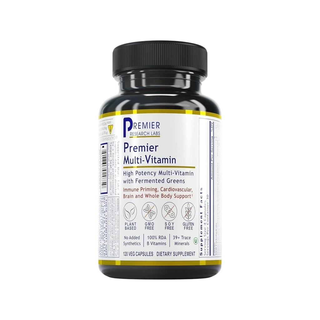 Premier Research Labs Multi-Vitamin - Immune, Brain & Heart Support | con Prebiotici e Postbiotici | Capsule Vegan per Uomini e Donne. Gluten & Soy Free - 120 capsule vegetali
