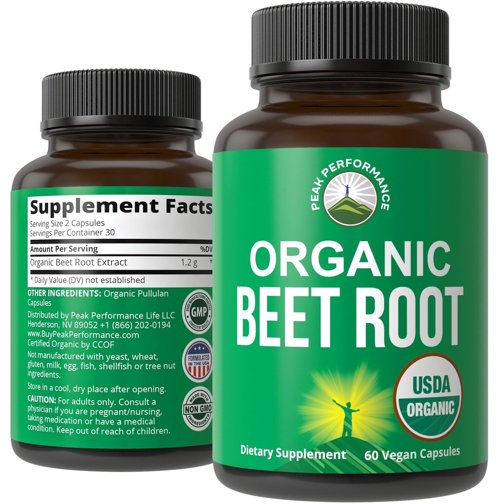 USDA Organic Beet Root Vegan Capsule. Beets Succo Polvere Super Food Pills 1200 mg. Nitric Oxide Energy Boosting Beetroot Extract Capsules. Supplemento di supporto del polifenolo per le donne e gli uomini