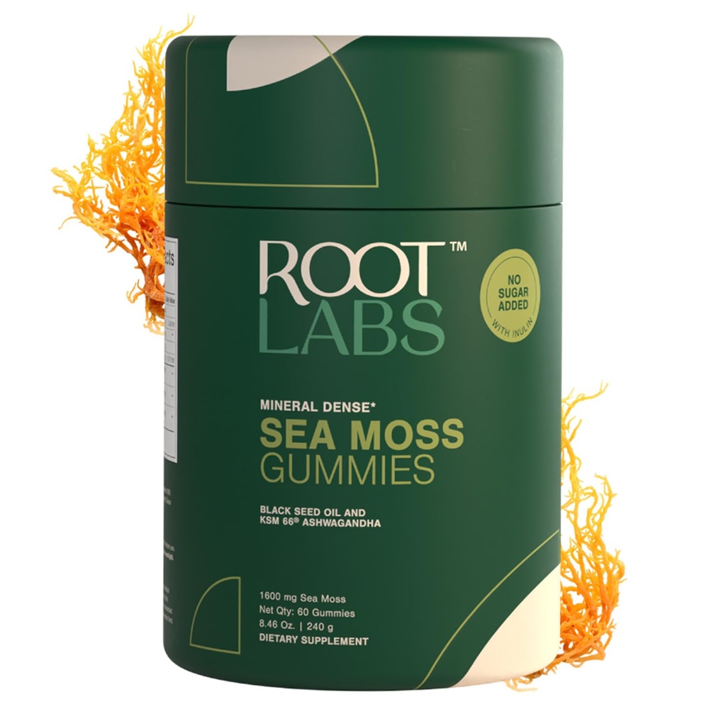 Sea Moss Gummies I 92+ Minerali I Black Seed Oil I KSM 66 Ashwagandha I Lab Tested I No Aggiunto Sugar | for Men, Women I Non-GMO I 100% Natural & Organic I 1600 mg I 60 Gummy