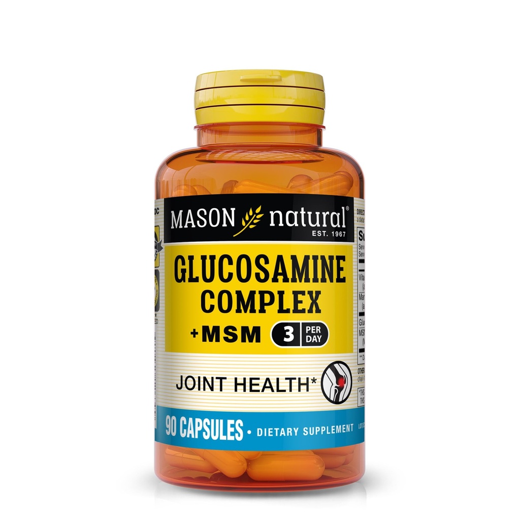 Mason Natural Glucosamine Complex Plus MSM con vitamina C - Supporta la salute comune, la flessibilità migliorata e la mobilità, 90 capsule