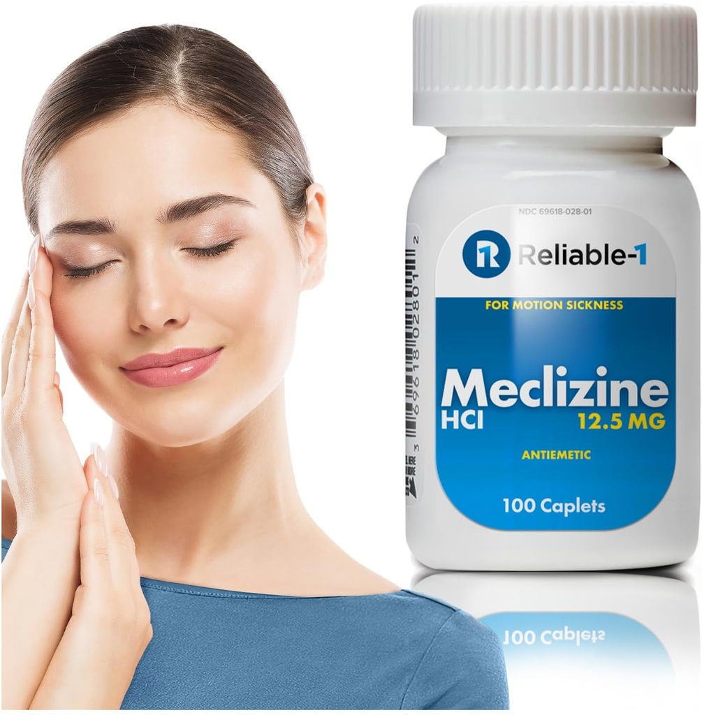 Affidabile-1 Laboratori Meclizine HCL 12.5 mg Caplets - Prevenire Nausea, Vomito e Vertigini Causati da Motion Sickness (100 Caplets, 1 Bottiglia)