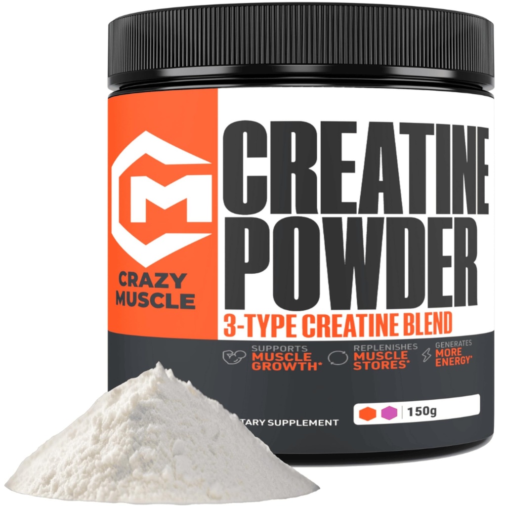 Polvere di Monoidrato della creatina del muscolo pazzo, 5000mg Premium 3X Triatine Pre Workout Mass Gainer, ad alto assorbimento Facile da prendere prestazioni ottimali della polvere per gli uomini e le donne, 30 Servings
