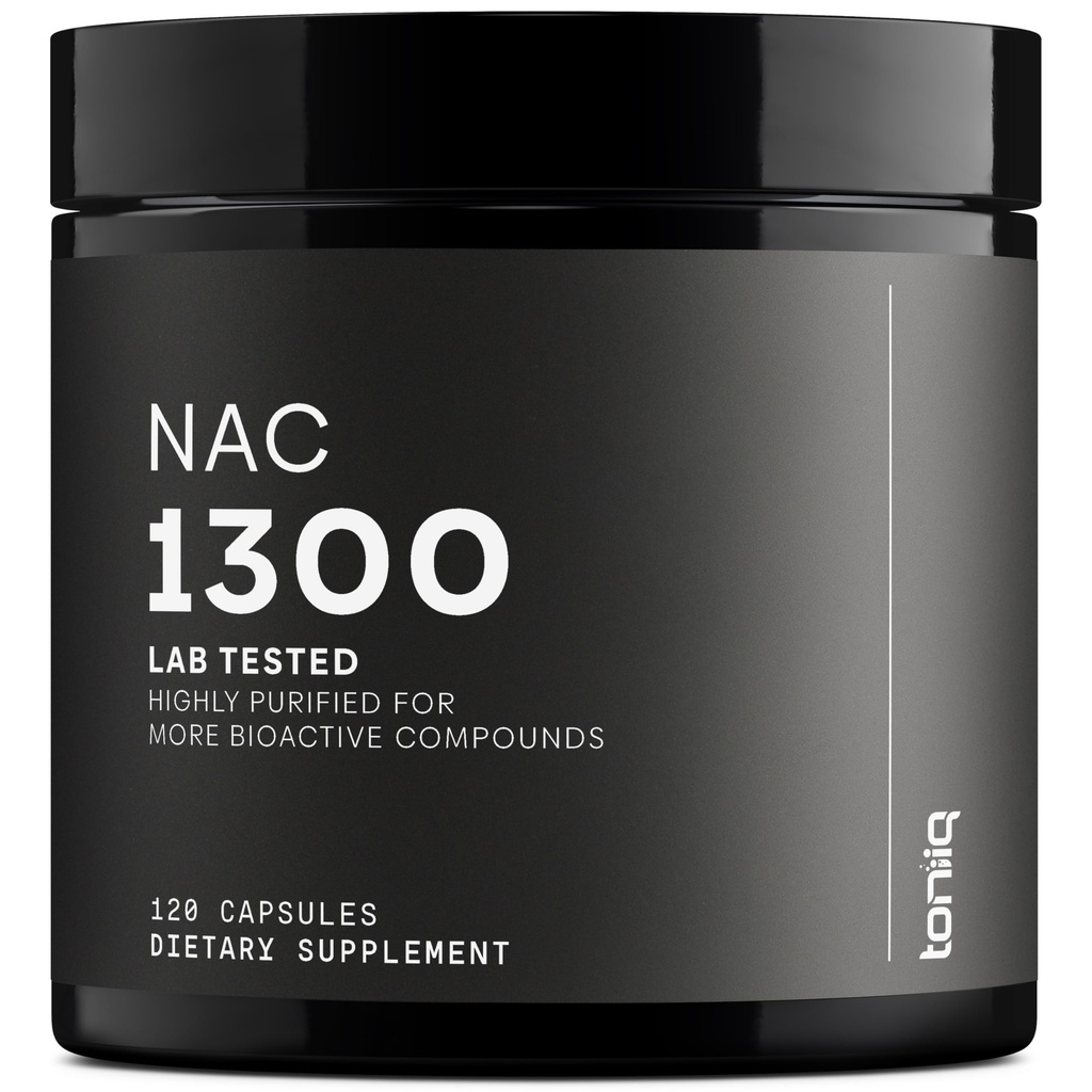 Toniiq 1300mg NAC - 2 mesi di fornitura - Min. 98%+ Purità testata - Ultra ad alta resistenza Biodisponibile NAC Cysteine Supplemento - 120 capsule di Cisteina di N Acetil Vegetariani -Lab Tested TQ