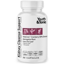 Youth & Tonic Kidney Cleanse & Detox Supplemento con estratto di mirtillo - Supporta la salute del tratto urinario, la vescica e la salute del rene - Vegan, Non OGM - 30 Pillole vegetariane