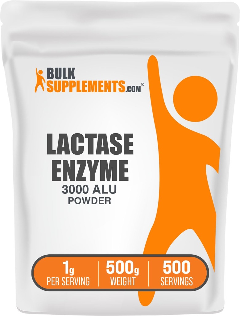 BulkSupplements.com Lactase Enzyme (3000 ALU) Polvere - Lactase Enzyme Supplement, Digestive Support - Gluten Free, 1g per Serving, 500g (1.1 lbs) (Pack of 1)