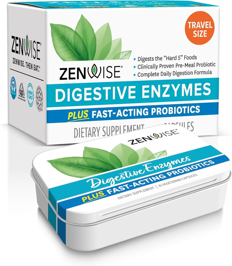 Enzimi digestivi della salute Zenwise e Bromelain per la salute del fegato - Probiotici Multi Enzimi con Prebiotici e Probiotici per le donne e gli uomini per la salute digestiva e Bloating Relief per la digestione -15 CT