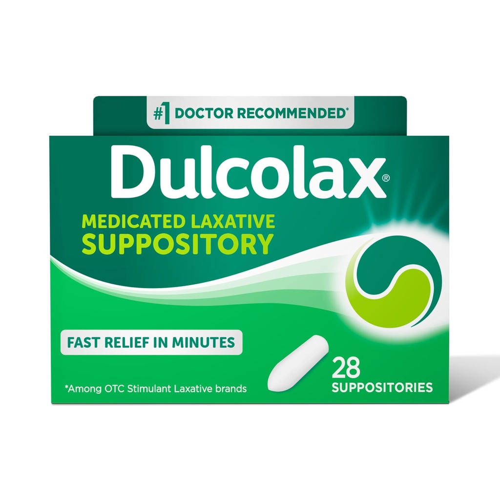 Dulcolax Stimulant Stimolant Laxative Medicated Suppositories, Predictable & Effective Constipation Relief, Bisacodyl 10 mg, 28 Conte, Lassativi Stimolanti