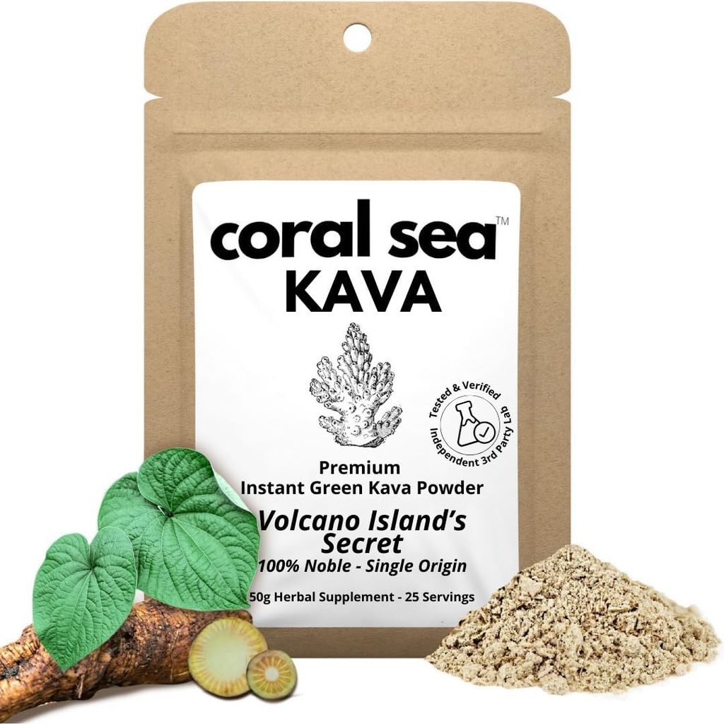 Immediato Kava Kava bere tè polvere Vanuatu Noble Kava Root - Nootropic Drink Mix Quick Pocket Sized Caffeina Free Autentico Bitter Flavor - Volcano Island's Secret 25 Servings
